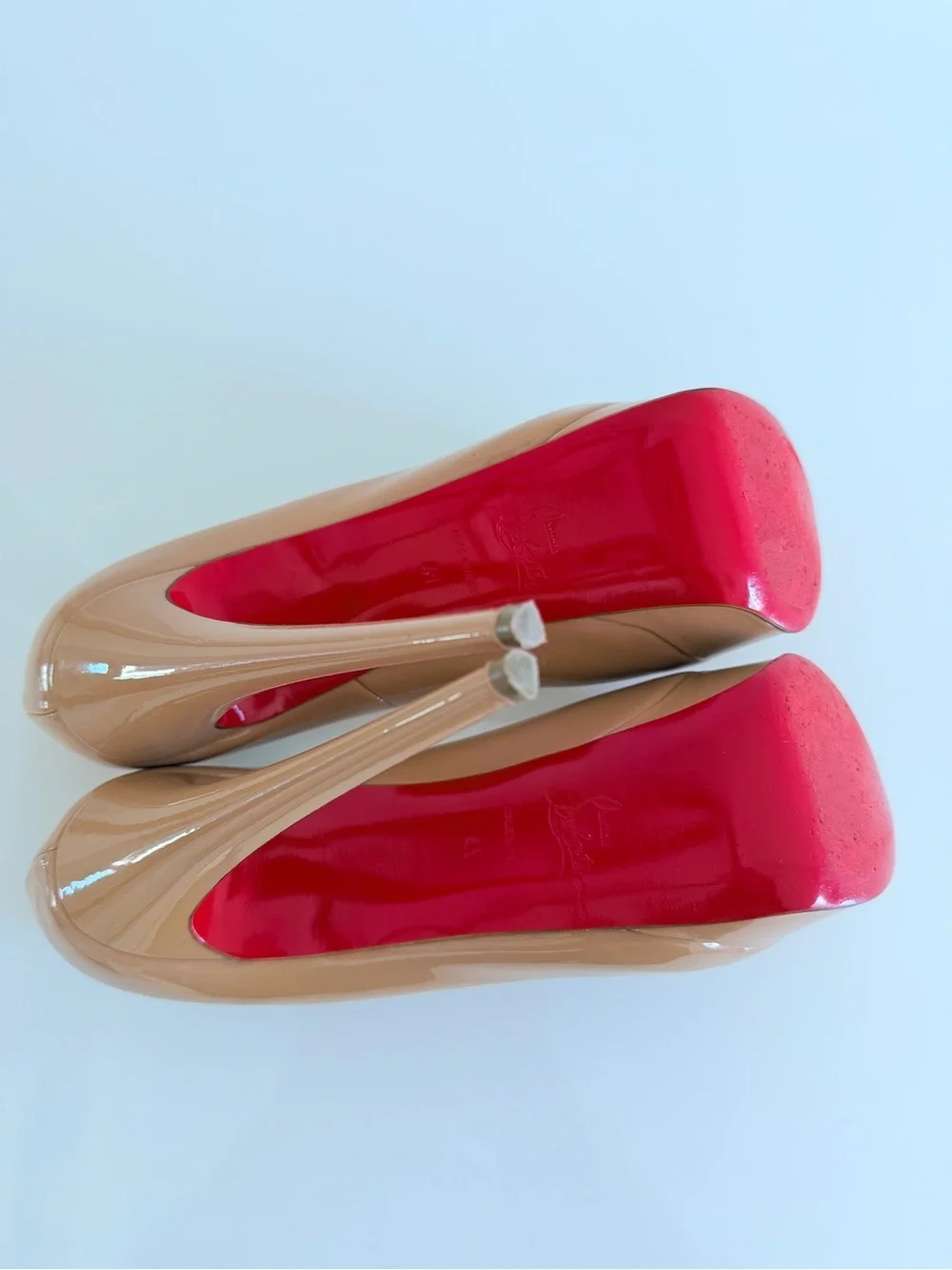 Christian Louboutin Nude Patent Peep-Toe Platform Pump
